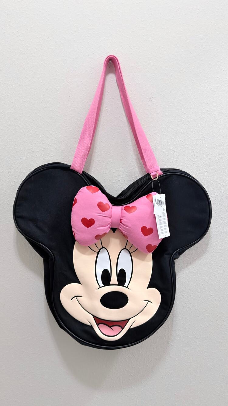 Disney Parks Minnie Mouse Big Face Canvas Tote Bag Polka Dot Bow NWT